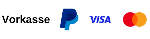 Vorkasse, Paypal, Visa, Mastercard